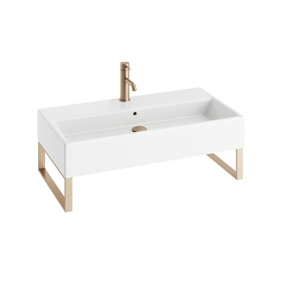 Product Cut out image of the Abacus Concept Pure 800mm Basin with Brushed Stainless Steel Towel Hangers with one tap hole